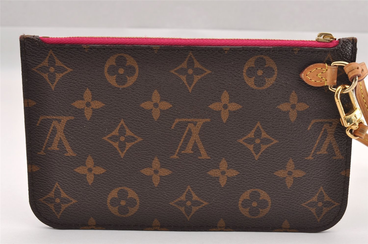 Authentic Louis Vuitton Monogram Neverfull MM Pouch Purse Clutch Bag Pink 1058I