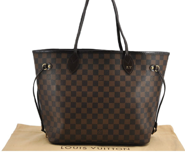 Authentic Louis Vuitton Damier Neverfull MM Shoulder Tote Bag N51105 LV 1327F