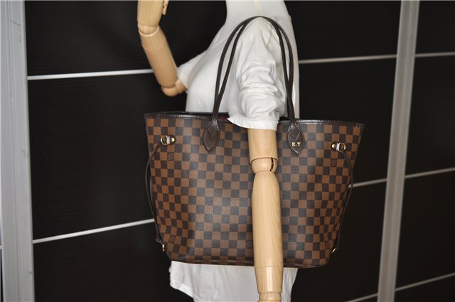 Authentic Louis Vuitton Damier Neverfull MM Shoulder Tote Bag N51105 LV 1327F