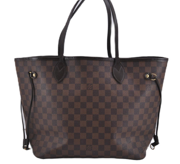 Authentic Louis Vuitton Damier Neverfull MM Shoulder Tote Bag N51105 LV 1329F