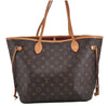 Authentic Louis Vuitton Monogram Neverfull MM Tote Bag Fuchsia M40996 Pink 1335F