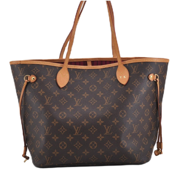 Authentic Louis Vuitton Monogram Neverfull MM Tote Bag Fuchsia M40996 Pink 1335F