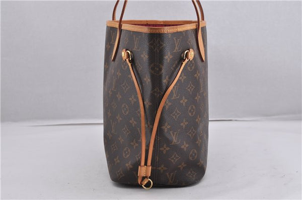 Authentic Louis Vuitton Monogram Neverfull MM Tote Bag Fuchsia M40996 Pink 1335F