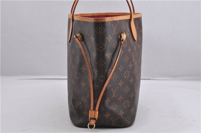 Authentic Louis Vuitton Monogram Neverfull MM Tote Bag Fuchsia M40996 Pink 1335F