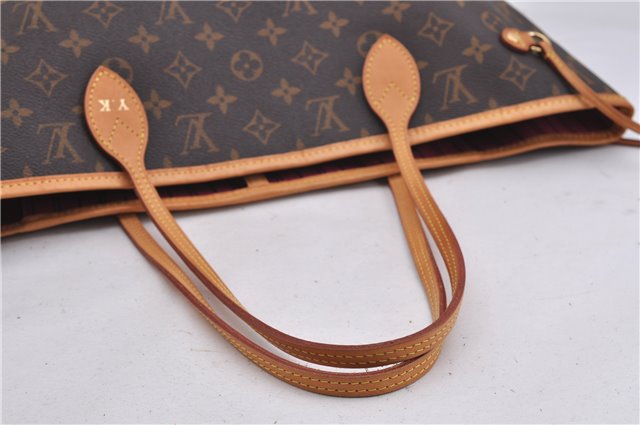 Authentic Louis Vuitton Monogram Neverfull MM Tote Bag Fuchsia M40996 Pink 1335F