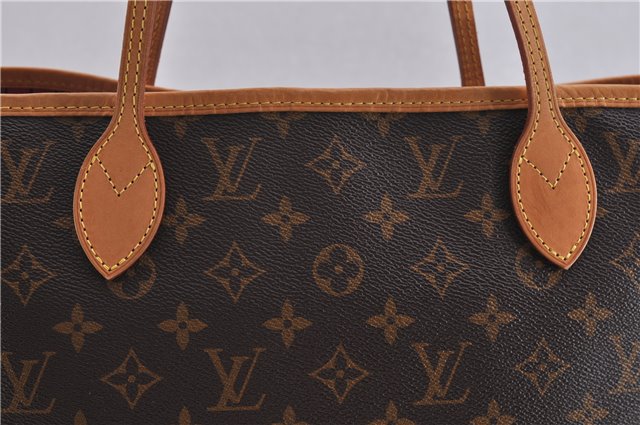 Authentic Louis Vuitton Monogram Neverfull MM Tote Bag Fuchsia M40996 Pink 1335F