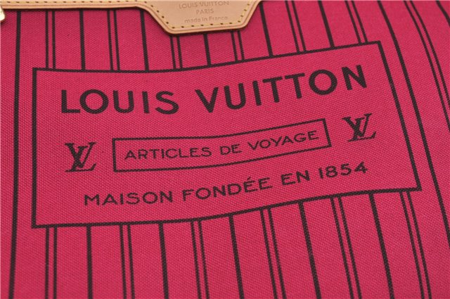Authentic Louis Vuitton Monogram Neverfull MM Tote Bag Fuchsia M40996 Pink 1335F