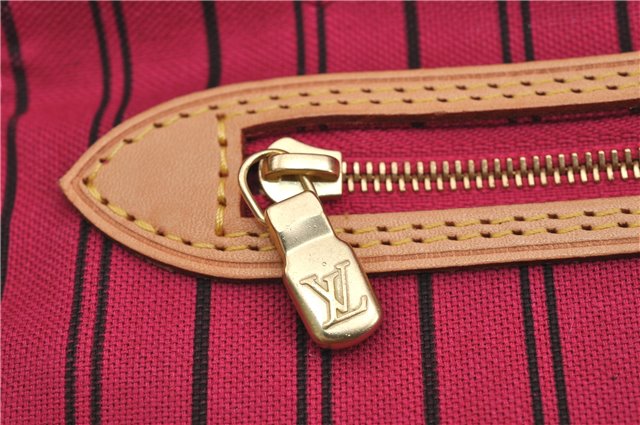 Authentic Louis Vuitton Monogram Neverfull MM Tote Bag Fuchsia M40996 Pink 1335F