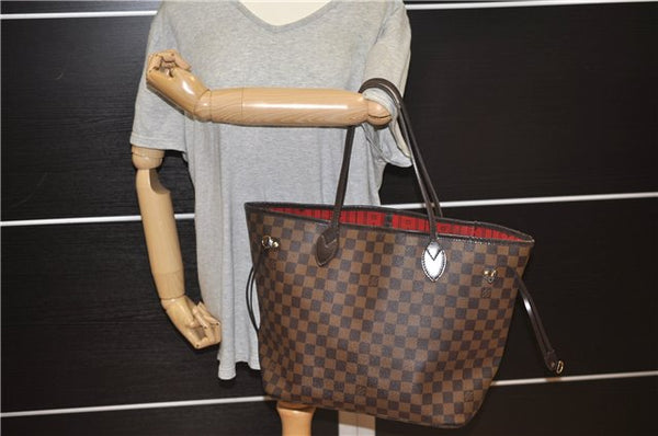 Authentic Louis Vuitton Damier Neverfull MM Shoulder Tote Bag N51105 LV 1348F