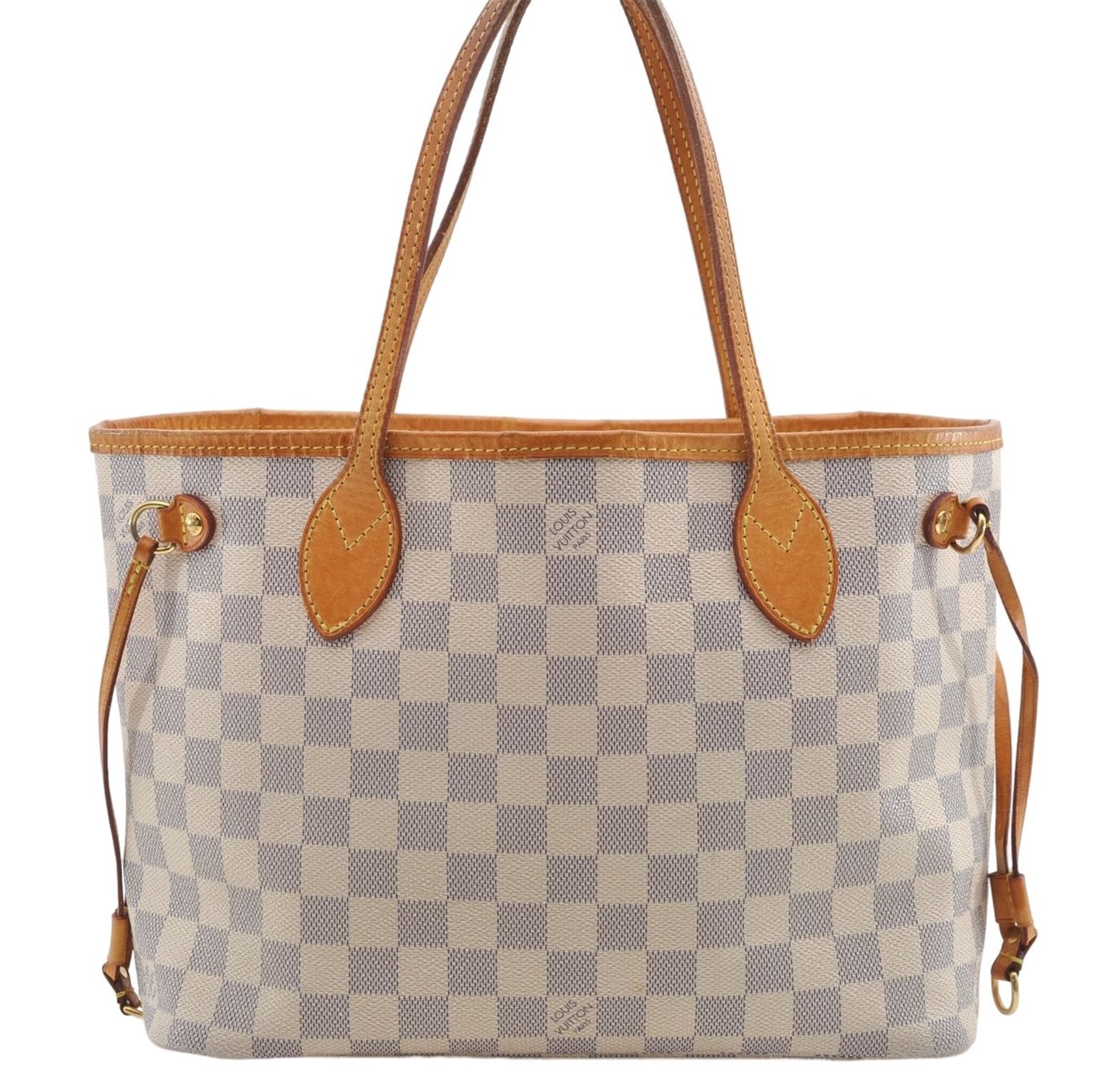 Authentic Louis Vuitton Damier Azur Neverfull PM Tote Bag N51110 LV 1454E
