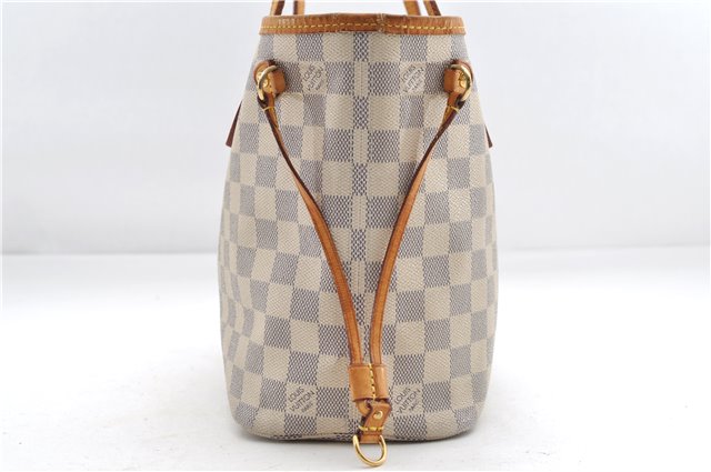 Authentic Louis Vuitton Damier Azur Neverfull PM Tote Bag N51110 LV 1454E