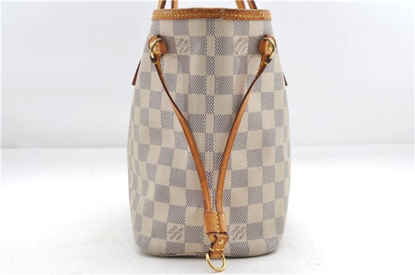 Authentic Louis Vuitton Damier Azur Neverfull PM Tote Bag N51110 LV 1454E