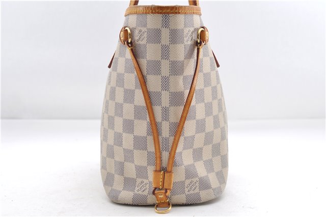 Authentic Louis Vuitton Damier Azur Neverfull PM Tote Bag N51110 LV 1454E
