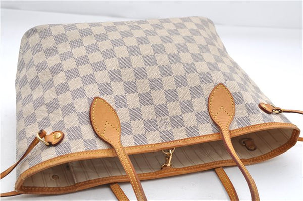 Authentic Louis Vuitton Damier Azur Neverfull PM Tote Bag N51110 LV 1454E