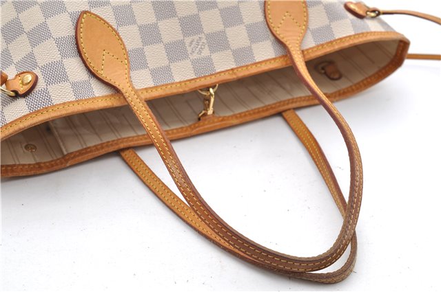 Authentic Louis Vuitton Damier Azur Neverfull PM Tote Bag N51110 LV 1454E