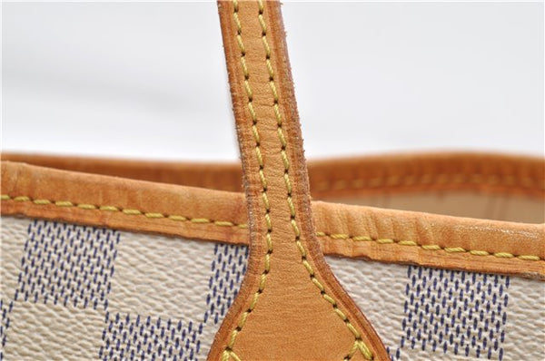 Authentic Louis Vuitton Damier Azur Neverfull PM Tote Bag N51110 LV 1454E