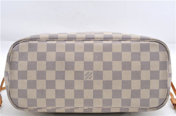 Authentic Louis Vuitton Damier Azur Neverfull PM Tote Bag N51110 LV 1454E