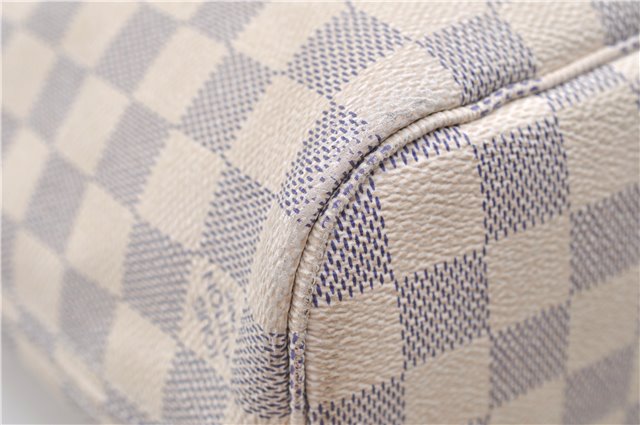 Authentic Louis Vuitton Damier Azur Neverfull PM Tote Bag N51110 LV 1454E