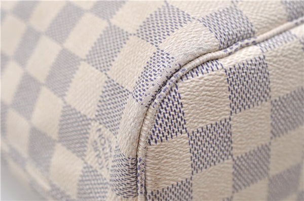 Authentic Louis Vuitton Damier Azur Neverfull PM Tote Bag N51110 LV 1454E