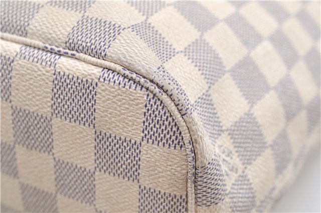 Authentic Louis Vuitton Damier Azur Neverfull PM Tote Bag N51110 LV 1454E