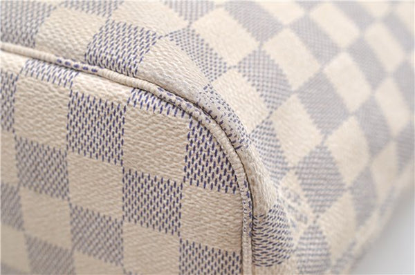 Authentic Louis Vuitton Damier Azur Neverfull PM Tote Bag N51110 LV 1454E