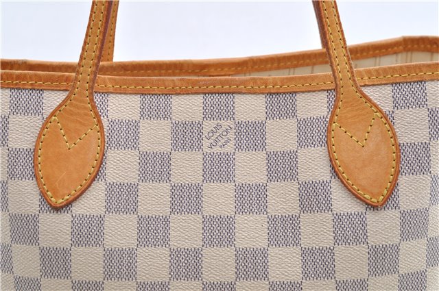 Authentic Louis Vuitton Damier Azur Neverfull PM Tote Bag N51110 LV 1454E
