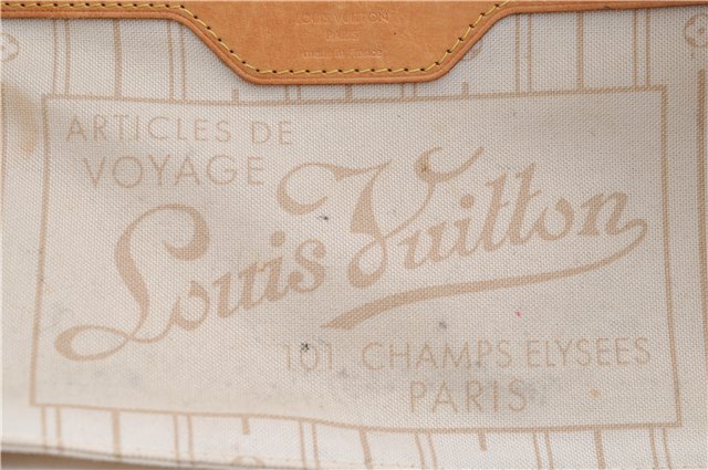 Authentic Louis Vuitton Damier Azur Neverfull PM Tote Bag N51110 LV 1454E