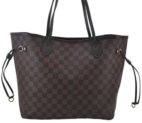 Authentic Louis Vuitton Damier Neverfull MM Shoulder Tote Bag N51105 LV 1500E