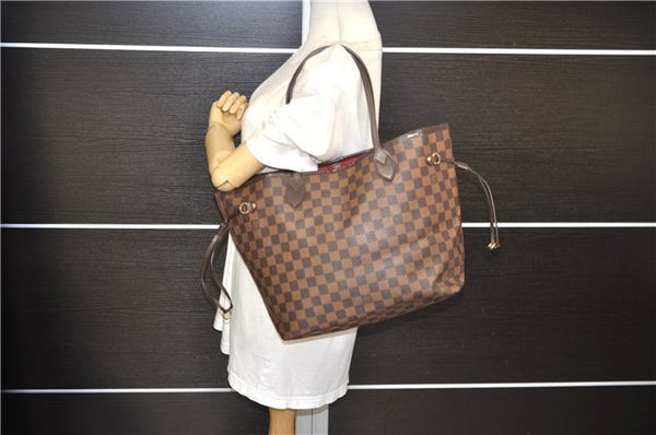 Authentic Louis Vuitton Damier Neverfull MM Shoulder Tote Bag N51105 LV 1500E