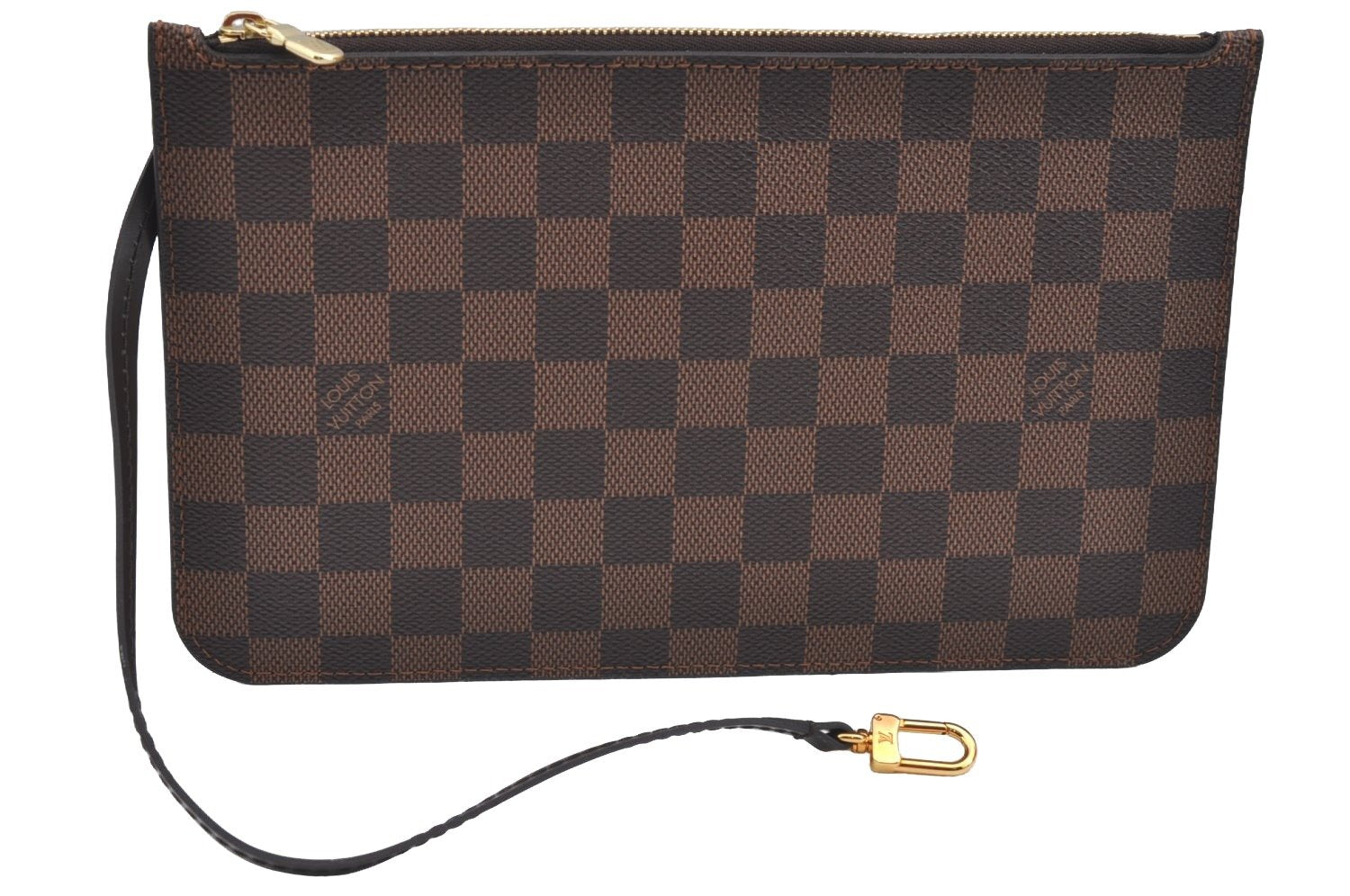 Authentic Louis Vuitton Damier Neverfull Pouch Purse Clutch Bag LV 1598I