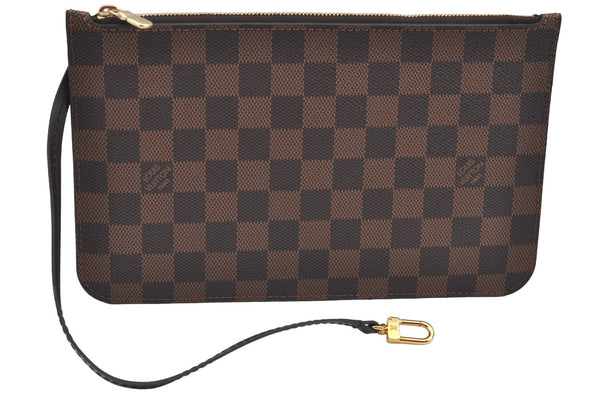 Authentic Louis Vuitton Damier Neverfull Pouch Purse Clutch Bag LV 1598I