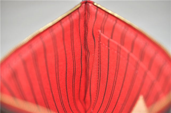 Authentic Louis Vuitton Monogram Neverfull Pouch Purse Clutch Bag Red LV 1717G