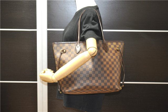 Authentic Louis Vuitton Damier Neverfull MM Shoulder Tote Bag N51105 LV 1838F