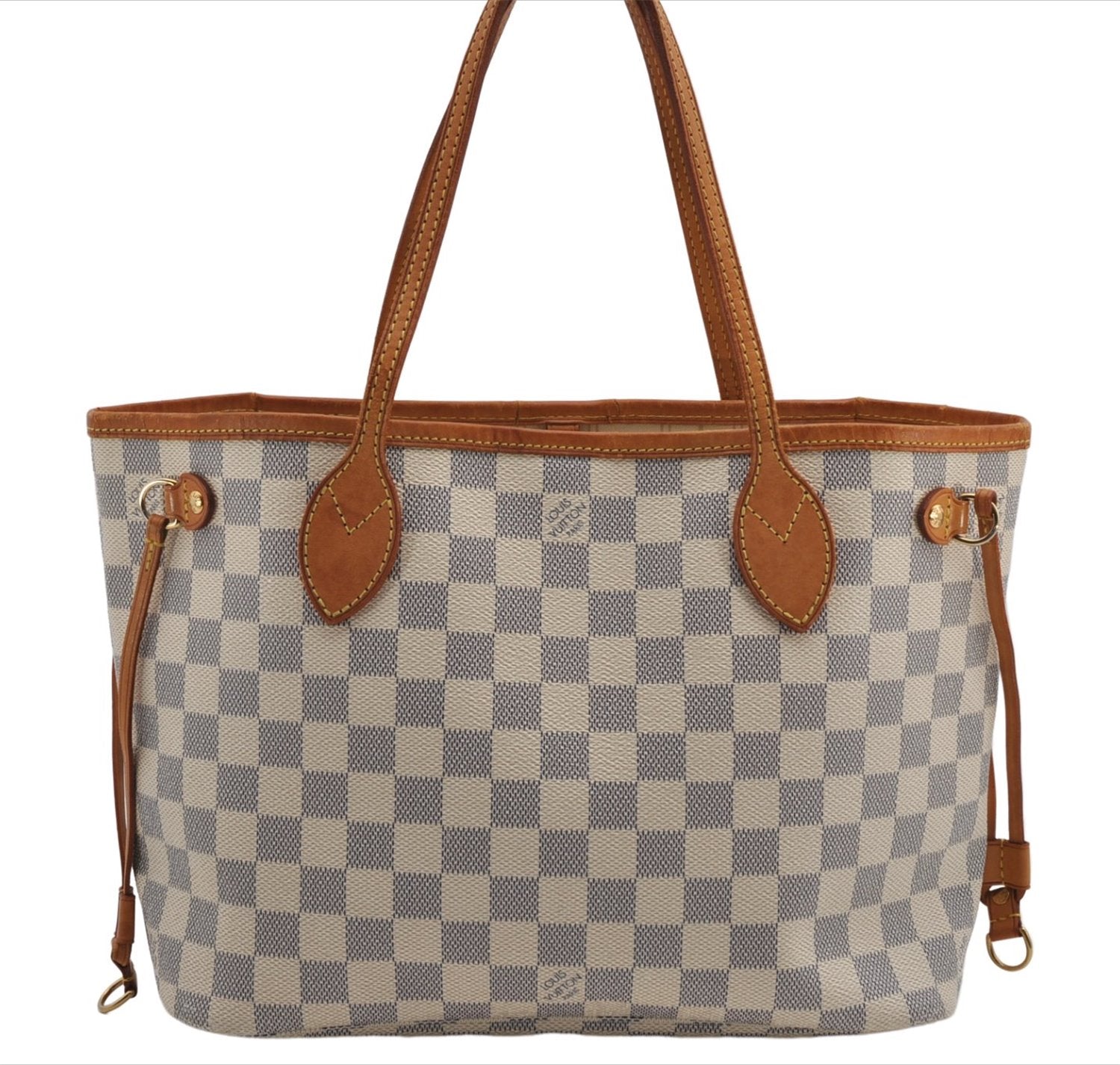 Authentic Louis Vuitton Damier Azur Neverfull PM Tote Bag N51110 LV 2034F