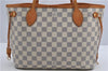 Authentic Louis Vuitton Damier Azur Neverfull PM Tote Bag N51110 LV 2034F