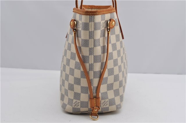 Authentic Louis Vuitton Damier Azur Neverfull PM Tote Bag N51110 LV 2034F