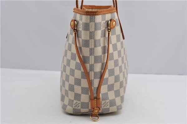 Authentic Louis Vuitton Damier Azur Neverfull PM Tote Bag N51110 LV 2034F