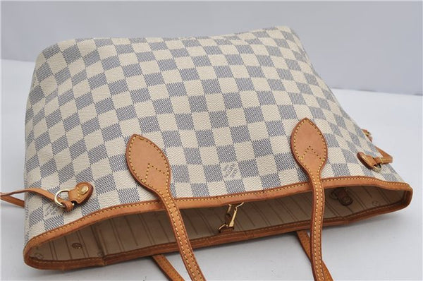 Authentic Louis Vuitton Damier Azur Neverfull PM Tote Bag N51110 LV 2034F