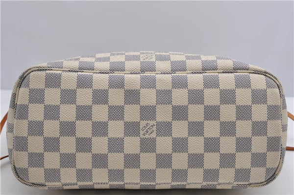 Authentic Louis Vuitton Damier Azur Neverfull PM Tote Bag N51110 LV 2034F