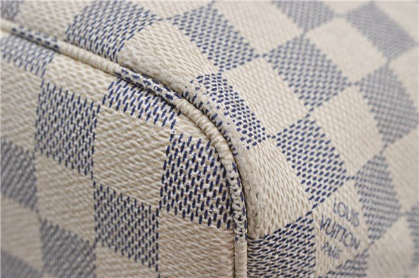 Authentic Louis Vuitton Damier Azur Neverfull PM Tote Bag N51110 LV 2034F