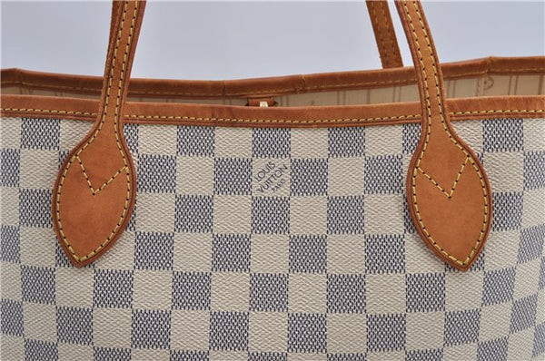 Authentic Louis Vuitton Damier Azur Neverfull PM Tote Bag N51110 LV 2034F