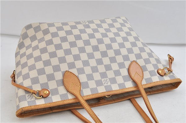 Authentic Louis Vuitton Damier Azur Neverfull PM Tote Bag N51110 LV 2200D