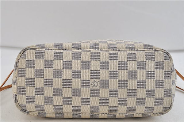 Authentic Louis Vuitton Damier Azur Neverfull PM Tote Bag N51110 LV 2200D