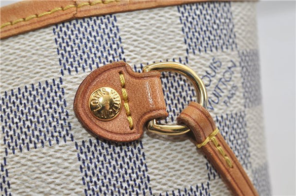 Authentic Louis Vuitton Damier Azur Neverfull PM Tote Bag N51110 LV 2200D