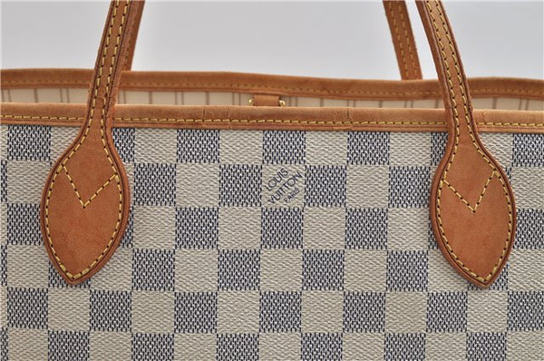 Authentic Louis Vuitton Damier Azur Neverfull PM Tote Bag N51110 LV 2200D