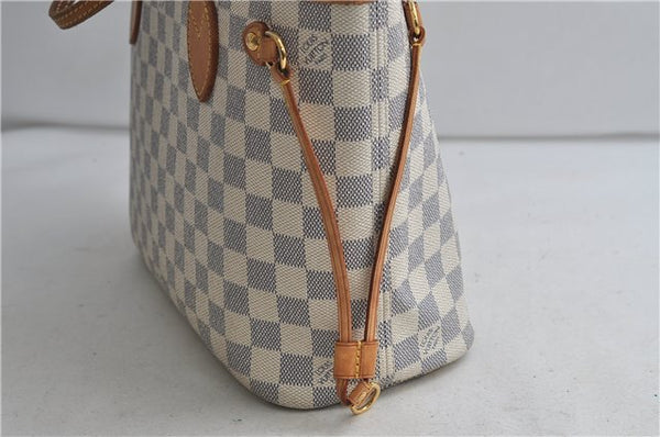 Authentic Louis Vuitton Damier Azur Neverfull PM Tote Bag N51110 LV 2200D