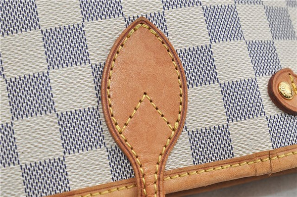 Authentic Louis Vuitton Damier Azur Neverfull PM Tote Bag N51110 LV 2200D