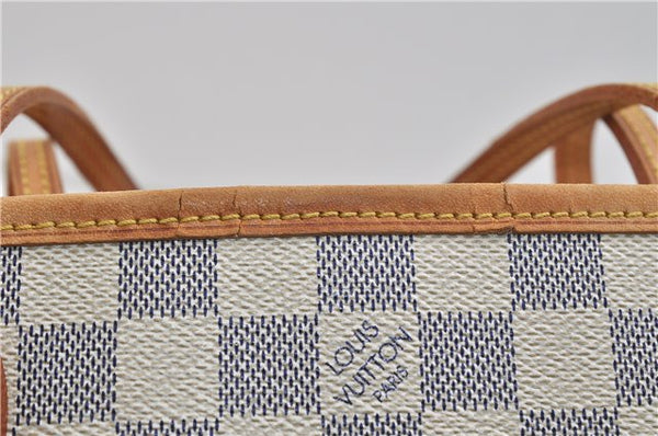 Authentic Louis Vuitton Damier Azur Neverfull PM Tote Bag N51110 LV 2200D