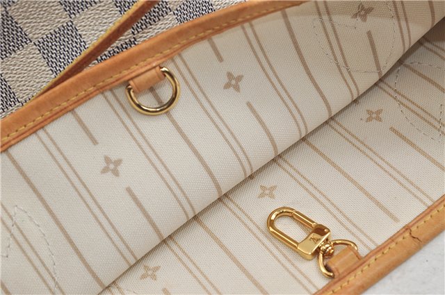 Authentic Louis Vuitton Damier Azur Neverfull PM Tote Bag N51110 LV 2200D