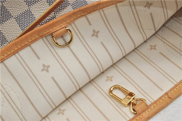 Authentic Louis Vuitton Damier Azur Neverfull PM Tote Bag N51110 LV 2200D